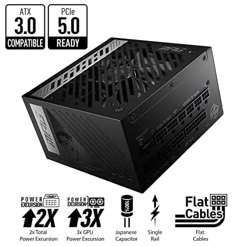 MSI MPG A1000G Fully Modular ATX Power Supply - 1000 Watts ATX 3.1 - Black image