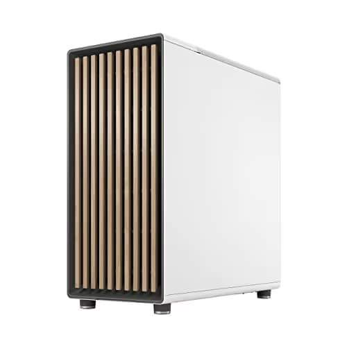 Fractal Design North ATX Mid Tower PC Case - Chalk White with Walnut Front and Mesh Side Panel image