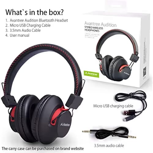 Avantree Audition Closed-Back Headphones (Black / Red) image
