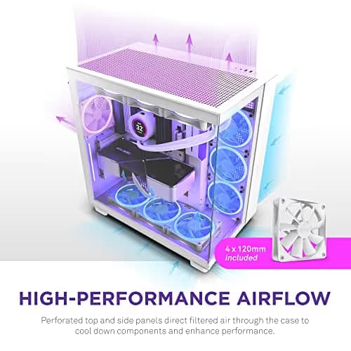 NZXT H9 Flow ATX Mid Tower White with Tempered Glass Side Panel image