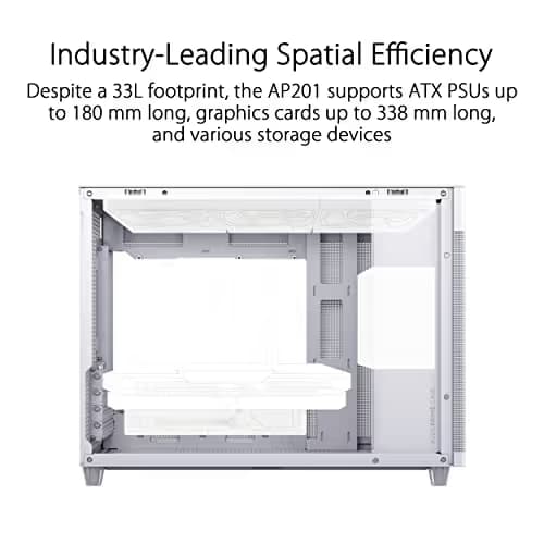 Asus Prime AP201 Micro ATX Mini Tower White Tempered Glass Side Panel image