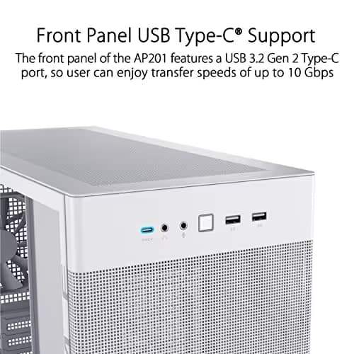 Asus Prime AP201 Micro ATX Mini Tower White Tempered Glass Side Panel image