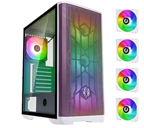 BitFenix Nova Mesh SE ATX Mid Tower White / Purple with Tempered Glass Side Panel and USB 3.2 Gen 1 Type-A image