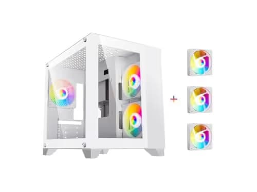 DIYPC ARGB-Q3 Micro ATX Mini Tower Green with Tempered Glass Side Panel and USB 3.2 Gen 1 Type-A USB 2.0 Type-A main image
