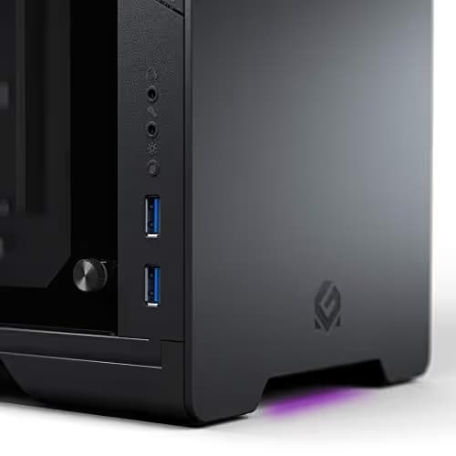 MagniumGear Neo Mini V2 Mini-ITX Desktop Silver Tempered Glass Side Panel Front USB 3.2 Gen 1 Type-A image