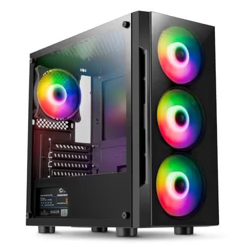 CiT Flash Micro ATX Mid Tower Black with Tempered Glass Side Panel and USB 3.2 Gen 1 Type-A, USB 2.0 Type-A main image