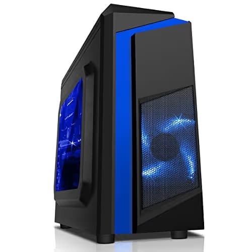 CiT F3 Micro ATX Mini Tower Black / Blue with Acrylic Side Panel and USB 3.2 Gen 1 Type-A, USB 2.0 Type-A main image