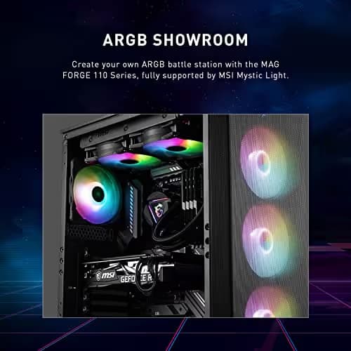 MSI MAG FORGE 112R ATX Mid Tower Black Tempered Glass Side Panel image