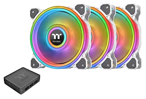 Thermaltake Riing Quad 12 RGB Radiator TT Premium Edition 120mm White RGB PWM 40.9 CFM 3-Pack image