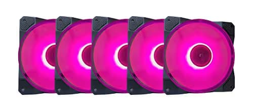 Apevia APEVIA CO512L-PK Cosmos 120mm Pink Ultra Silent 16 LEDs Anti-Vibration Rubber Pads 56.67 CFM 5-Pack image