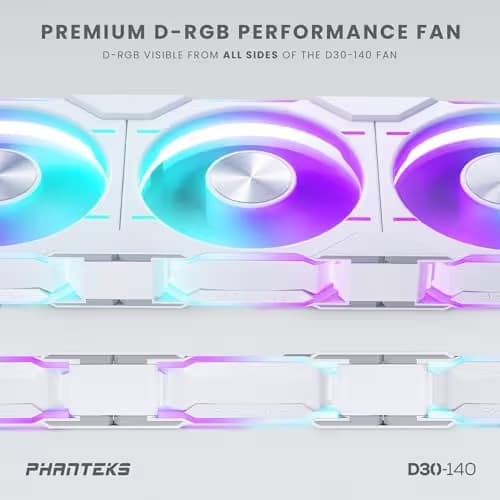 Phanteks PH-F140D30R 140mm White 71.76 CFM Addressable RGB PWM 3-Pack image