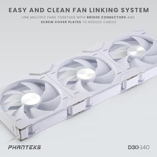Phanteks PH-F140D30 140mm White 71.93 CFM PWM Addressable RGB 3-Pack image