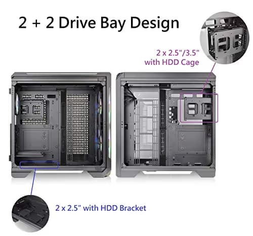 Thermaltake View 51 ARGB Edition ATX Full Tower Black Tempered Glass Side Panel, USB 3.2 Gen 2 Type-C, USB 3.2 Gen 1 Type-A, USB 2.0 Type-A image