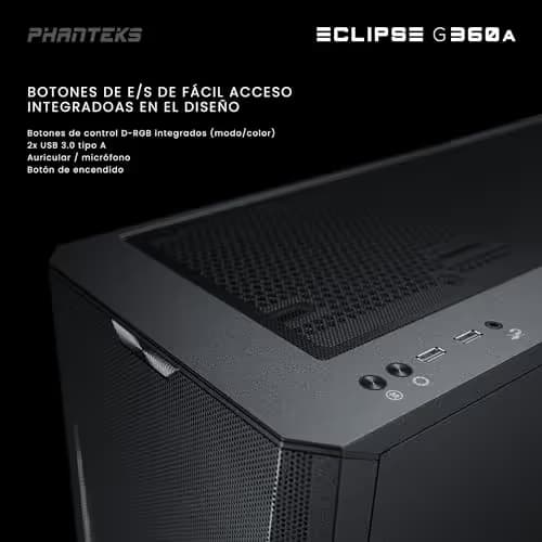 Phanteks Eclipse G360A ATX Mid Tower Black Tempered Glass Side Panel image
