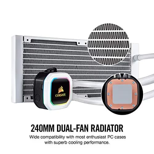 Corsair H100i RGB PLATINUM SE Water 240mm 63 CFM White image