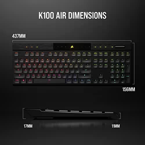 Corsair K100 AIR Wireless RGB Bluetooth/Wireless/Wired Gaming Keyboard image