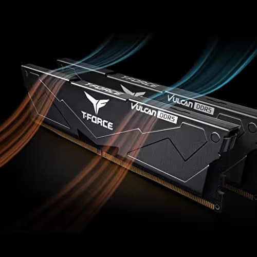 TEAMGROUP T-Force Vulcan DDR5 16GB (2x8GB) 5200MHz (PC5-41600) CL40 Intel XMP 3.0 & AMD Expo Compatible Desktop Memory Module Ram Black FLBD516G5200HC40CDC01 image