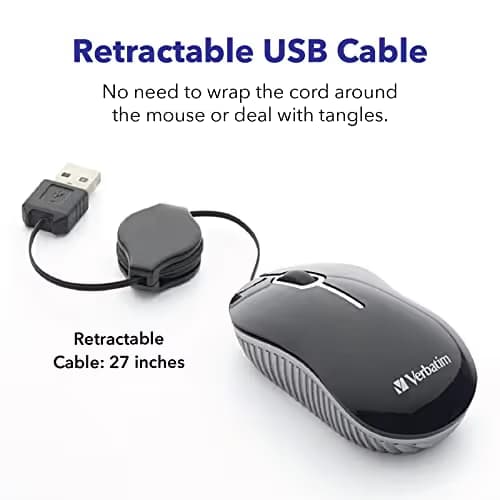 Verbatim 98618 Mini Travel Commuter Pink Wired Optical Mouse image