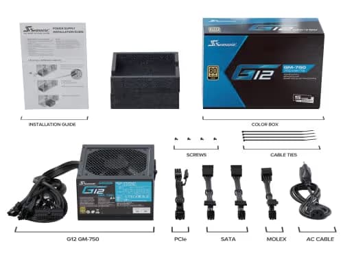 SeaSonic G12 GM Black / Blue 750W Semi-Modular 80+ Gold image