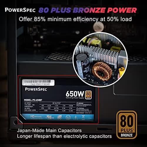 PowerSpec PS 650BF Black 650W Non-Modular 80+ Bronze image