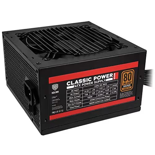 KOLINK Classic Black / Red 600W Non-Modular 80+ Bronze Certified image