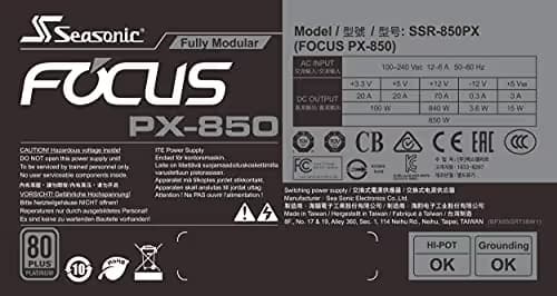 SeaSonic FOCUS Plus Platinum 850W Fully Modular 80+ Platinum Certified image