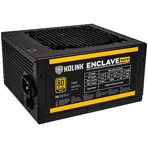 KOLINK ENCLAVE Black / Yellow 500W Fully Modular 80+ Gold Certified main image