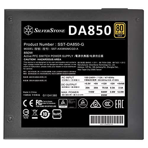 Silverstone DA850 Black / White 850W Fully Modular 80+ Gold image