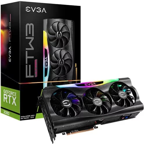 EVGA FTW3 ULTRA GAMING LHR GeForce RTX 3080 10GB LHR 10GB GDDR6X Black image