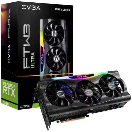 EVGA FTW3 ULTRA GAMING GeForce RTX 3080 LHR 12GB GDDR6X Black image