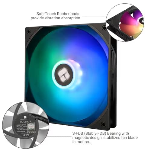 Thermalright TL-C14C-S 140mm Black PWM Addressable RGB 75.8 CFM 1-Pack image