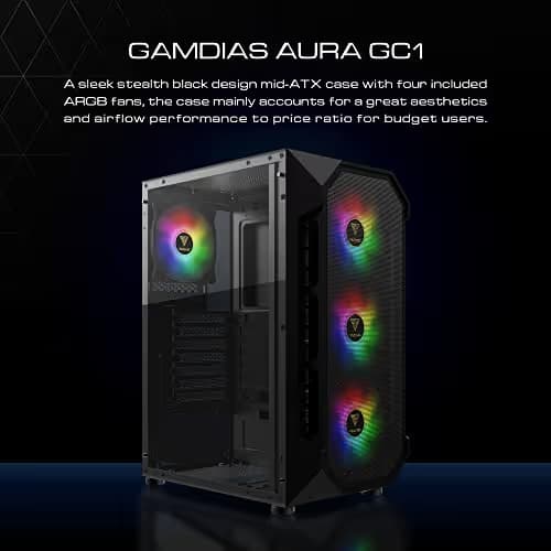 GAMDIAS AURA GC1 ATX Mid Tower Black with Tempered Glass Side Panel image