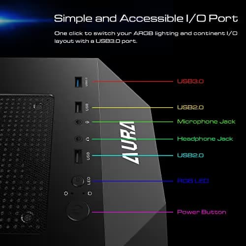 GAMDIAS AURA GC1 ATX Mid Tower Black with Tempered Glass Side Panel image