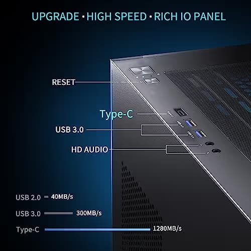 MUSETEX K2 ATX Mid Tower Black Tempered Glass Side Panel image