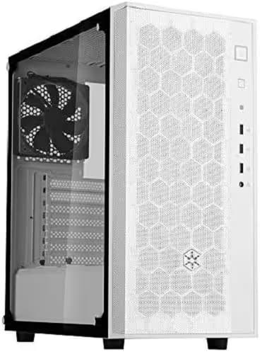 Silverstone FARA R1 ATX Mid Tower White / Black Tempered Glass Side Panel, USB 3.2 Gen 1 Type-A, USB 2.0 Type-A image