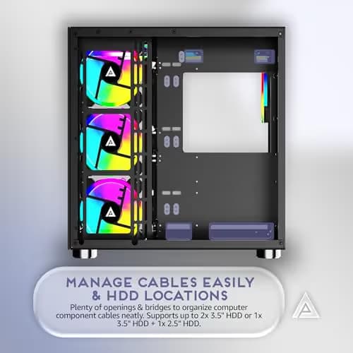 Apevia Prism Elite ATX Mid Tower Black Tempered Glass Side Panel image