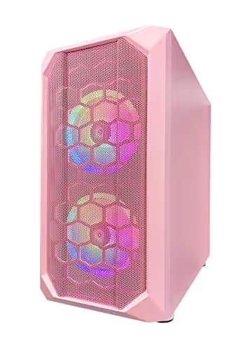 Apevia Prodigy MicroATX Mini Tower Pink Tempered Glass Side Panel image