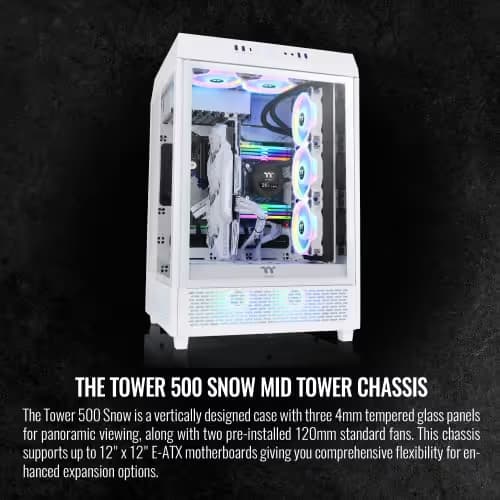 Thermaltake The Tower 500 ATX Mid Tower White Tempered Glass image