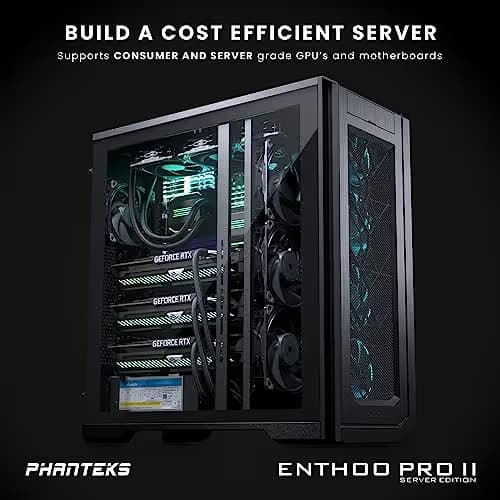 Phanteks Enthoo Pro 2 Server Edition ATX Full Tower Black with Tempered Glass Side Panel and USB 3.2 Gen 2 Type-C, USB 3.2 Gen 1 Type-A image