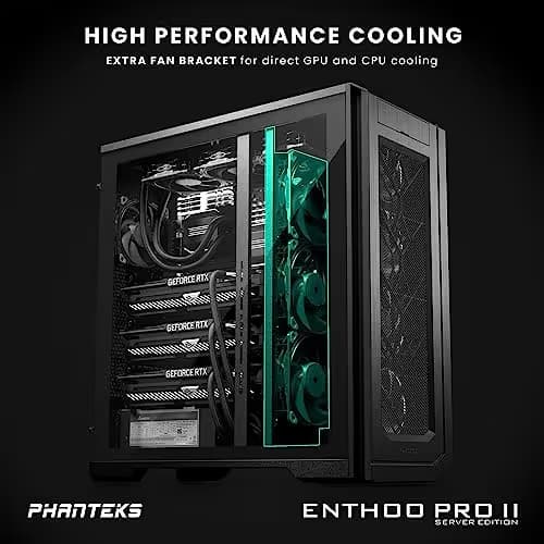 Phanteks Enthoo Pro 2 Server Edition ATX Full Tower Black with Tempered Glass Side Panel and USB 3.2 Gen 2 Type-C, USB 3.2 Gen 1 Type-A image