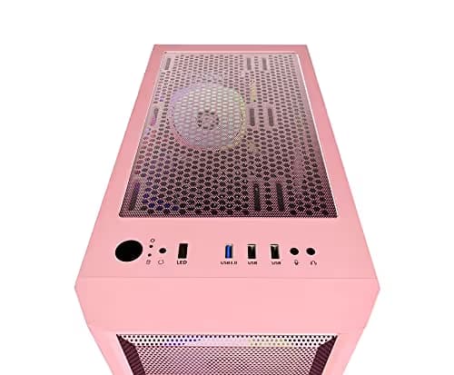 Apevia Guardian-M ATX Mid Tower Pink Tempered Glass Side Panel, USB 3.2 Gen 1 Type-A, USB 2.0 Type-A image