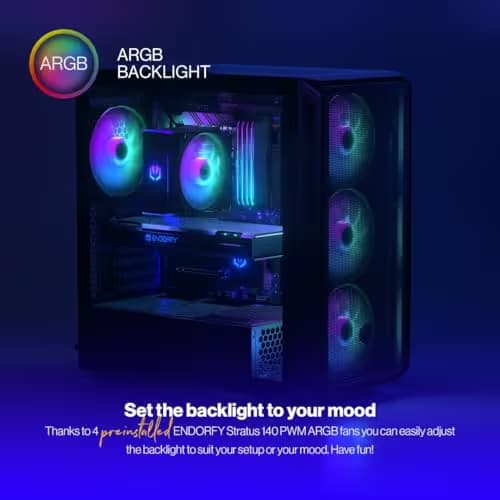 ENDORFY Arx 700 ARGB ATX Mid Tower Black Tempered Glass Side Panel image