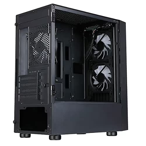 CiT Slammer Micro ATX Mid Tower Black with Tempered Glass Side Panel and USB 3.2 Gen 1 Type-A, USB 2.0 Type-A image