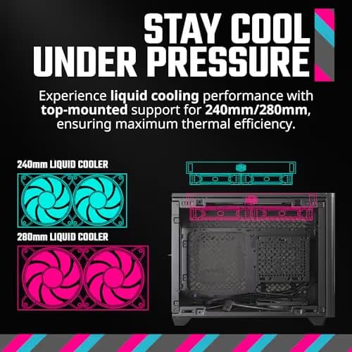 Cooler Master NR200P V2 Mini-ITX PC Case Ready, Top-Mount 280mm AIO, 357mm Vertical GPU Mount,Tempered Glass image