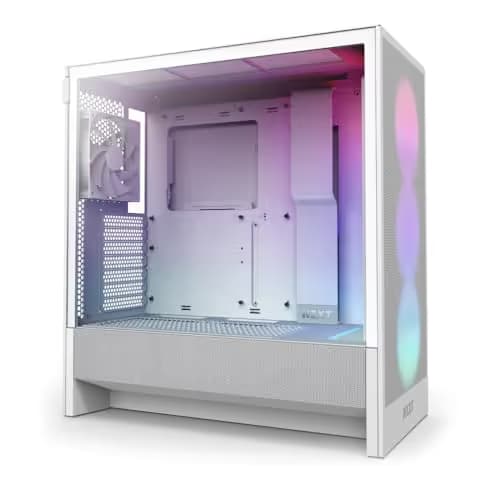 NZXT H5 Flow RGB (2024) ATX Mid Tower White Tempered Glass Side Panel main image