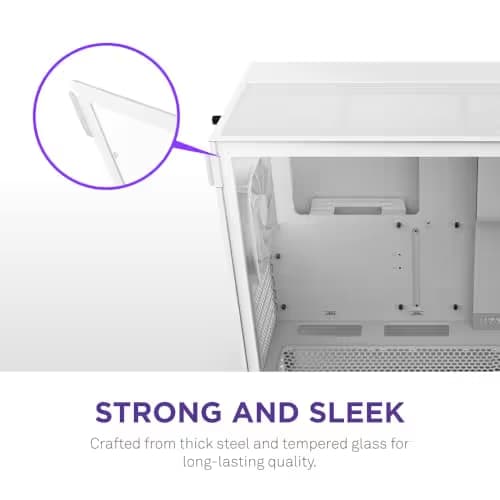 NZXT H5 Flow RGB (2024) ATX Mid Tower White Tempered Glass Side Panel image
