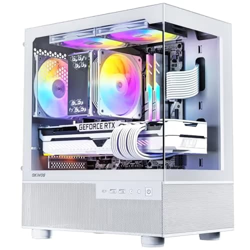 Okinos Aqua 3 Micro ATX Mini Tower White with Tempered Glass Side Panel and USB 3.2 Gen 1 Type-A main image