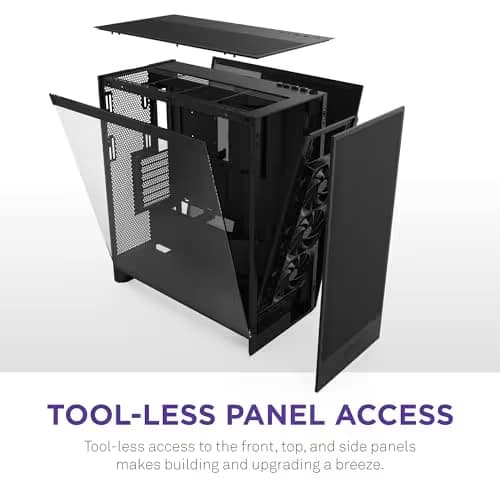 NZXT H7 Flow (2024) ATX Mid Tower Black with Tempered Glass Side Panel and USB 3.2 Gen 2x2 Type-C USB 3.2 Gen 1 Type-A image