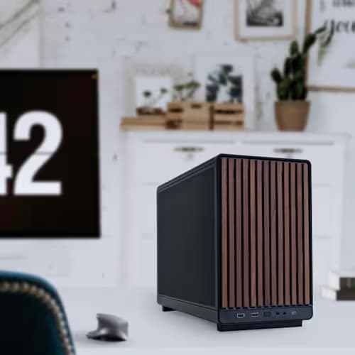 Lian Li A3-mATX Micro ATX Mini Tower Black / Brown Wood Mesh Side Panel image