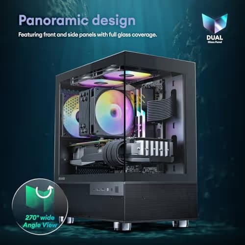 Okinos Aqua 3 Micro ATX Mini Tower Black Tempered Glass Side Panel image